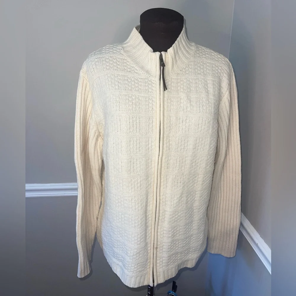 Jillian Jones Wool Cream Sweater Zipper Cardigan Ski Womens‎ XL
